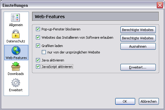 Dialog Web-Features